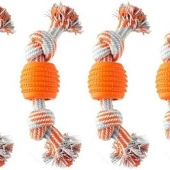 (4 Pack) Double Dental Dog Rope Toy, Small, Chew Level 1, 1 Pack, 
Two-in-One Hygienic Dental Chew Toy and A Cotton-Rope Toy for Tugging