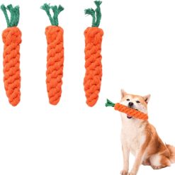 3Pcs Handmade Cotton Rope Carrot - Dog Chew Rope, Pet Supplies Knot Toy