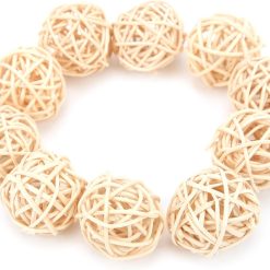Sepak Takraw Rattan Chew Toys, and Harmless Pet Toy, Prevents Boredom, 10 
Pack for Birds (3CM Original Color)